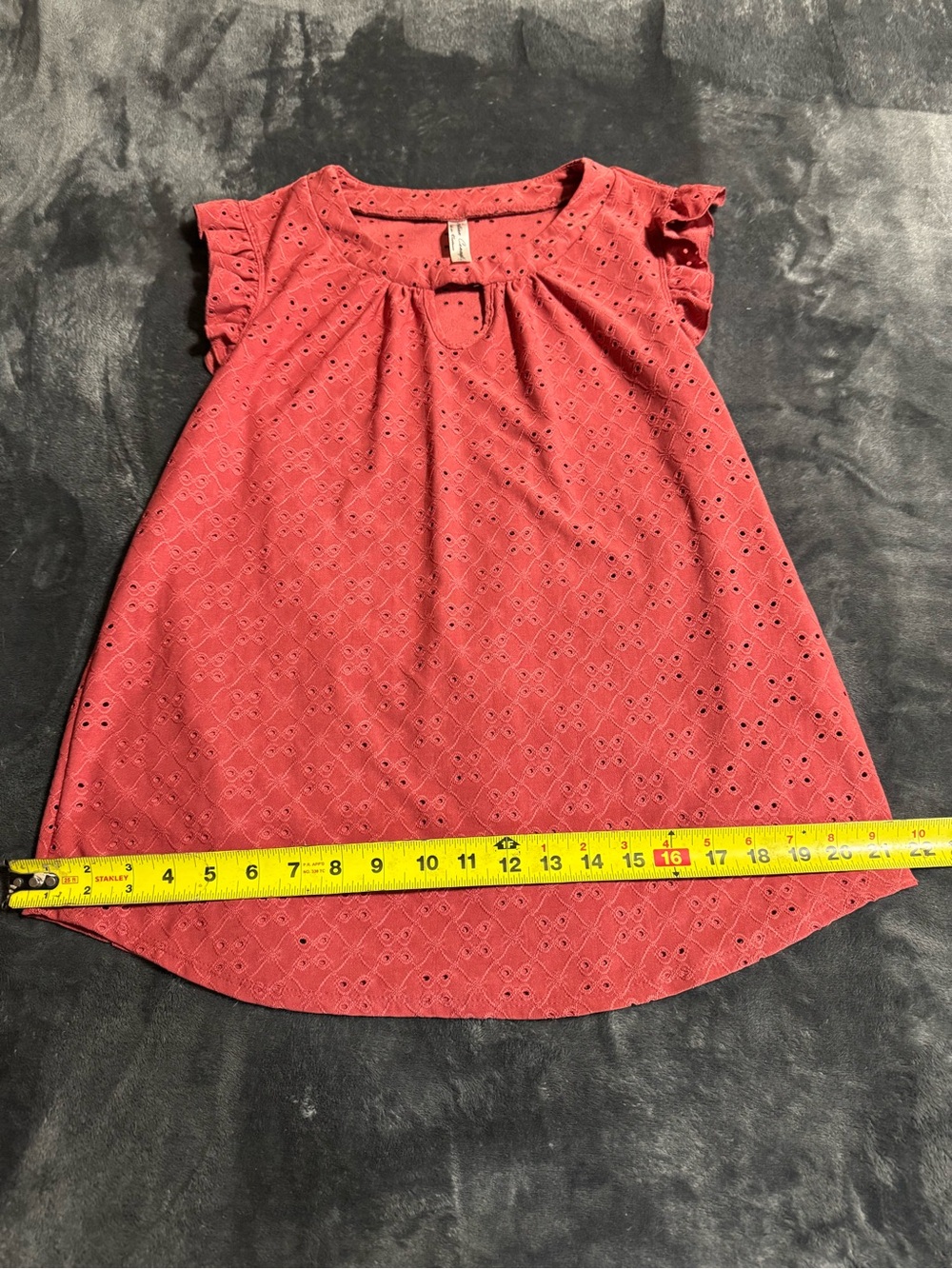 Perseption Concept Eyelet Ruffle Sleeve V-Neck Womens Size Large